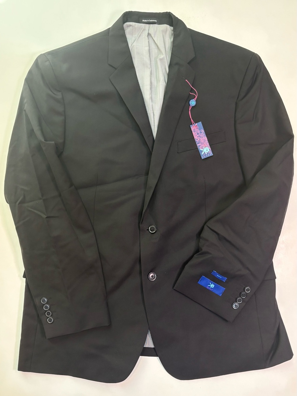 EGARA Men’s Black Wool Suit Jacket Slim